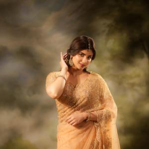 Pragya Nagra Looks Elegant In Golden Ethnic Style
