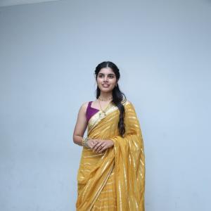 Actress Gayathri Ramana Shines in Yellow Saree with Golden Stripes – Traditional Beauty Captured