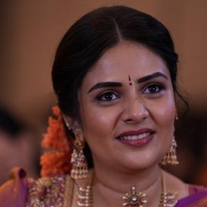 Sreemukhi Stuns In Traditional Saree Look At Event