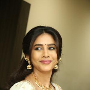 Actress Nabha Natesh Classic Saree Look With Jewellery And Natural Smile