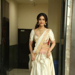 Actress Nabha Natesh Classic Saree Look With Jewellery And Natural Smile