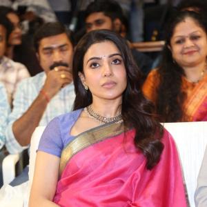 Actress Samantha shines in elegant pink saree at public event appearance