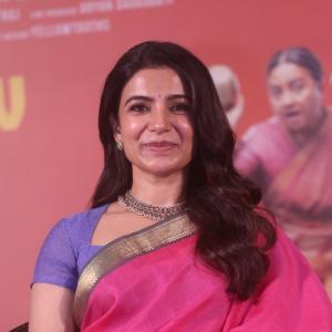 Actress Samantha shines in elegant pink saree at public event appearance