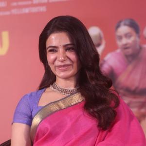 Actress Samantha shines in elegant pink saree at public event appearance