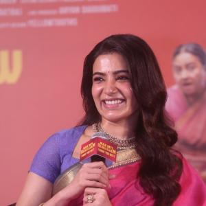 Actress Samantha shines in elegant pink saree at public event appearance