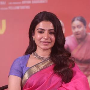 Actress Samantha shines in elegant pink saree at public event appearance