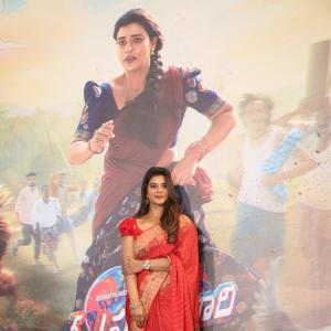Actress Aishwarya Rajesh glows in traditional red saree