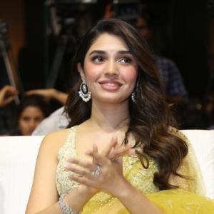 Radiant Beauty Actress Krithi Shetty in Embroidered Yellow Ethnic Ensemble