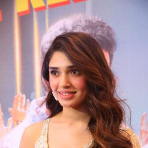 Radiant Beauty Actress Krithi Shetty in Embroidered Yellow Ethnic Ensemble