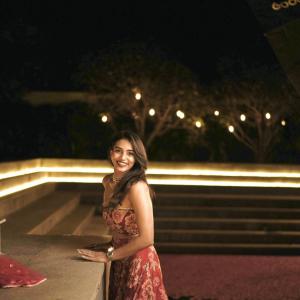 Sapthami Gowda Stuns in Elegant Floral Lehenga