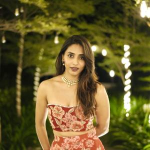 Sapthami Gowda Stuns in Elegant Floral Lehenga