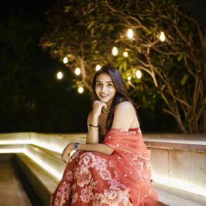 Sapthami Gowda Stuns in Elegant Floral Lehenga