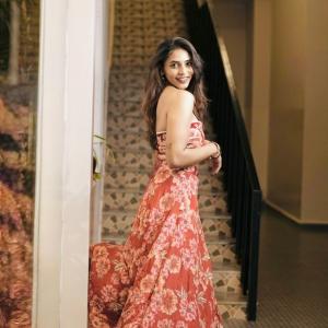 Sapthami Gowda Stuns in Elegant Floral Lehenga