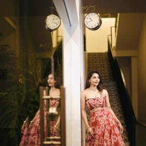 Sapthami Gowda Stuns in Elegant Floral Lehenga