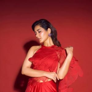 Actress Raashii Khanna Shines in Stunning Red Fashion Look