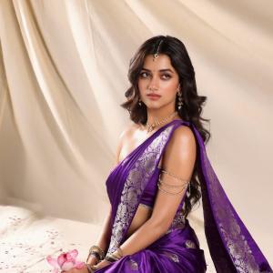 Bhagyashree Borse Shines in a Royal Purple Saree