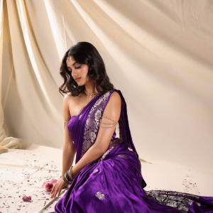 Bhagyashree Borse Shines in a Royal Purple Saree