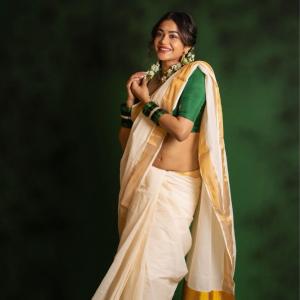 Payal Radhakrishna Pairs an Ivory Saree With Green