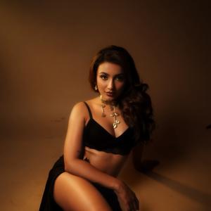 Tejaswi Madiwada Pairs a Black Outfit with a Gold Choker