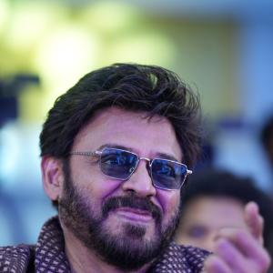 Victory Venkatesh Wears a Patterned Shirt and Sunglasses