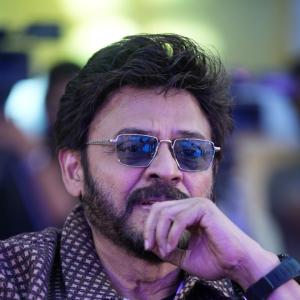 Victory Venkatesh Wears a Patterned Shirt and Sunglasses