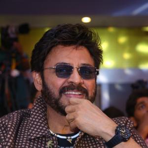 Victory Venkatesh Wears a Patterned Shirt and Sunglasses