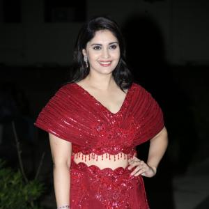 Surabhi Shines in a Glamorous Red Gown