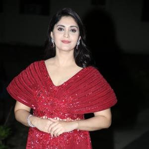 Surabhi Shines in a Glamorous Red Gown