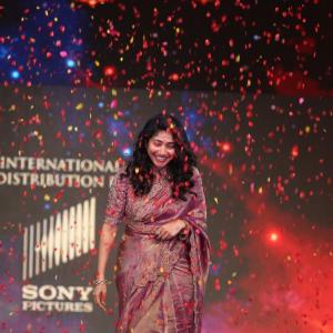 Sai Pallavi smiles in an embroidered purple outfit