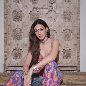 Amyra Dastur showcases a festive purple ethnic look
