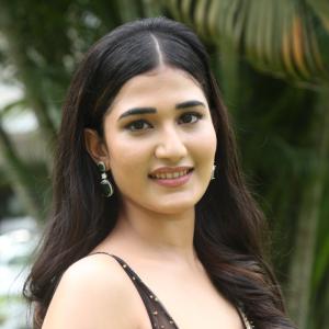 Amrutha Chowdary in an Embroidered Black Saree