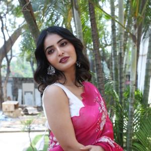 Actress Ananya Nagalla Bright Smile in Elegant Pink Saree