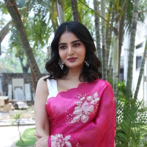 Actress Ananya Nagalla Bright Smile in Elegant Pink Saree