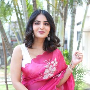 Actress Ananya Nagalla Bright Smile in Elegant Pink Saree