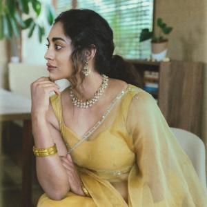 Indian Actress Sai Kamakshi Bhaskarla in Stunning Yellow Saree