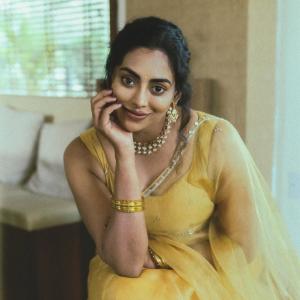 Indian Actress Sai Kamakshi Bhaskarla in Stunning Yellow Saree