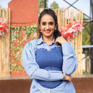 Stylish Actress Laya in Checkered Shirt & Denim Corset