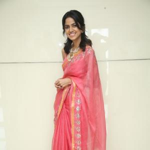 Actress Drishika Chandar Stunning in Pink Saree with Elegant Jewelry