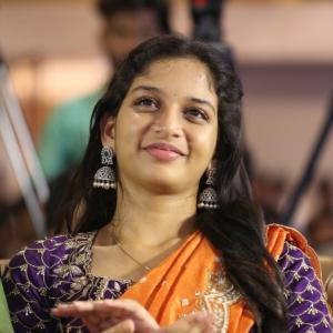 Graceful Actress Sridevi in a Vibrant Orange Saree