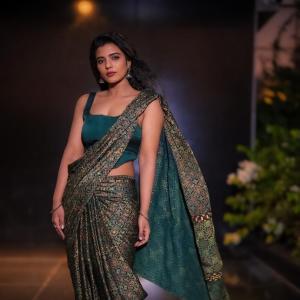 Grace and Beauty of Actress Aishwarya Rajesh in a Floral Saree