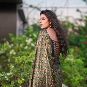 Grace and Beauty of Actress Aishwarya Rajesh in a Floral Saree