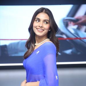 Beautiful Indian Actress Gopika Suresh in Blue Saree - Elegant Fashion Look