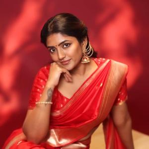 Traditional Elegance of Actress Eesha Rebba in Red Saree
