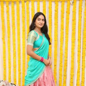 Stunning Actress Kajal Chowdary in Turquoise Saree