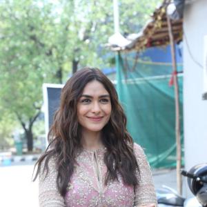 Actress Mrunal Thakur Shines In Soft Pink Designer Wear