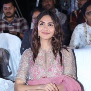 Actress Mrunal Thakur Shines In Soft Pink Designer Wear