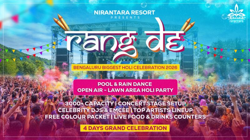 Rang De   Biggest Pool-Rain Dance Open Air Lawn Area Holi Celebration 2026   Bangalore, KA