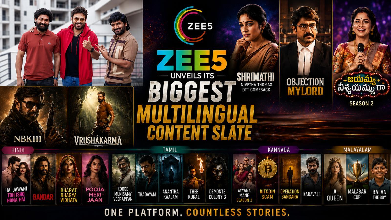 Zee5 Unveils Biggest Multilingual Slate With Major Telugu Films