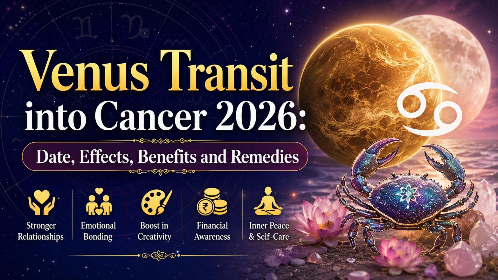 Venus Transit into Cancer 2026: Date, Time, Effects on Love, Career and Money