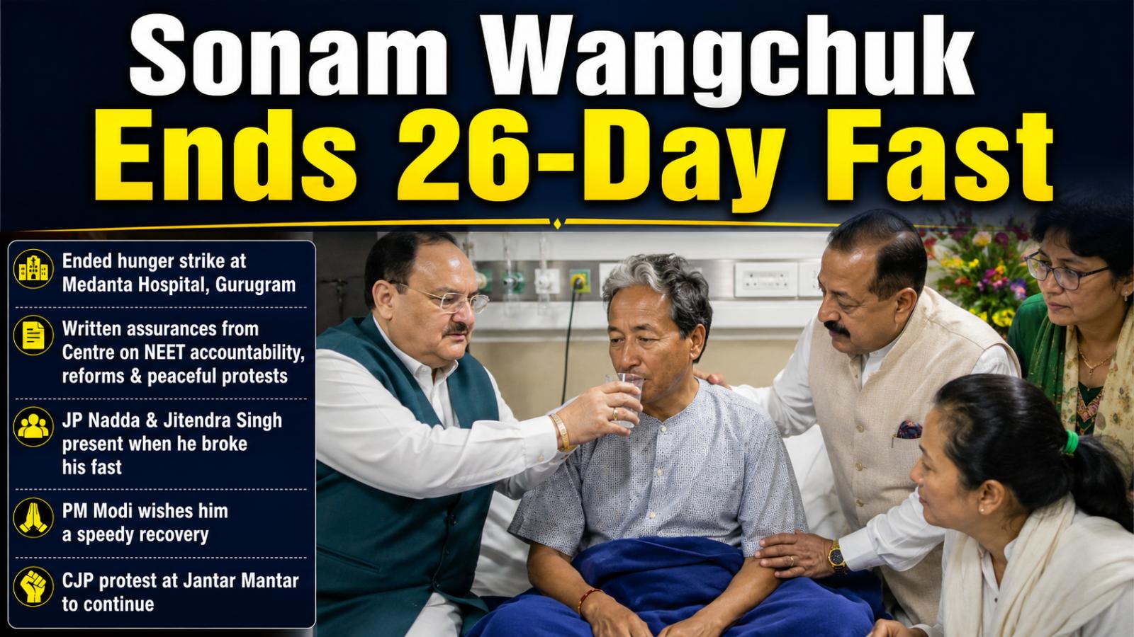 Sonam Wangchuk Ends 26-Day Fast After Centre’s Assurances